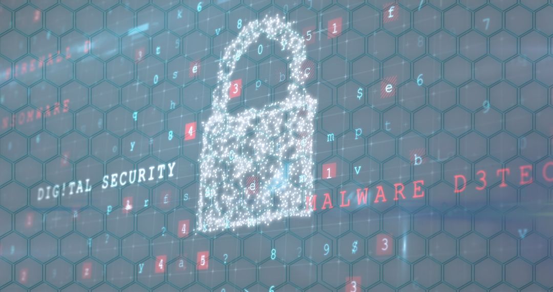 Digital Security Lock Over 3D Cyber Security Interface