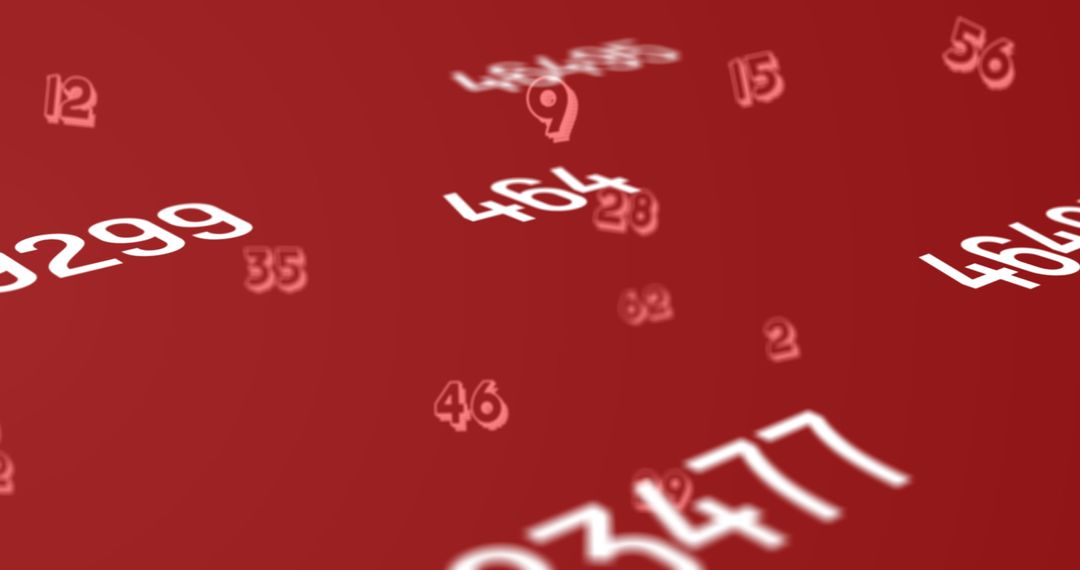 Floating Numbers on Red Background Representing Data Flow