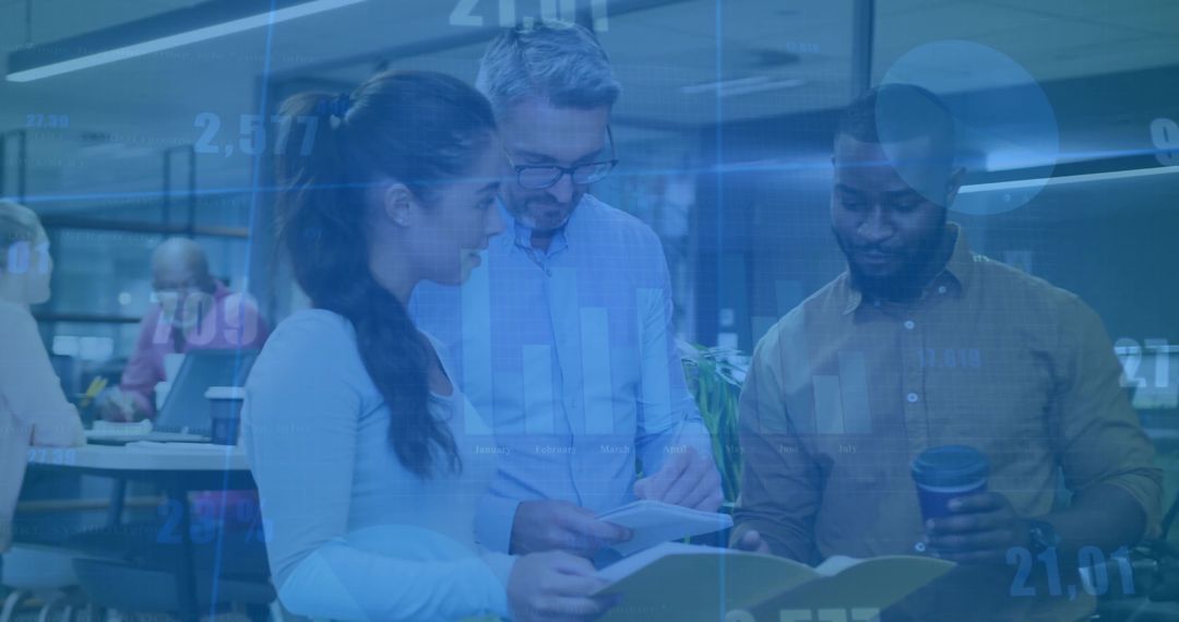 Diverse Team Collaborating with Technology in Creative Office Space