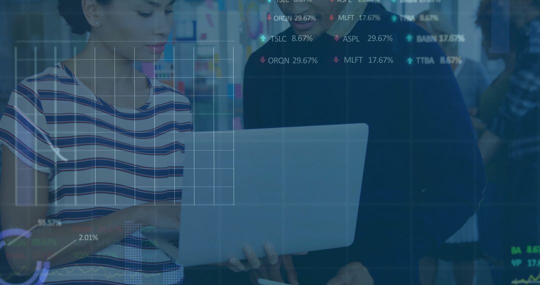 Digital Financial Analysis with Diverse Business Team in Modern Office