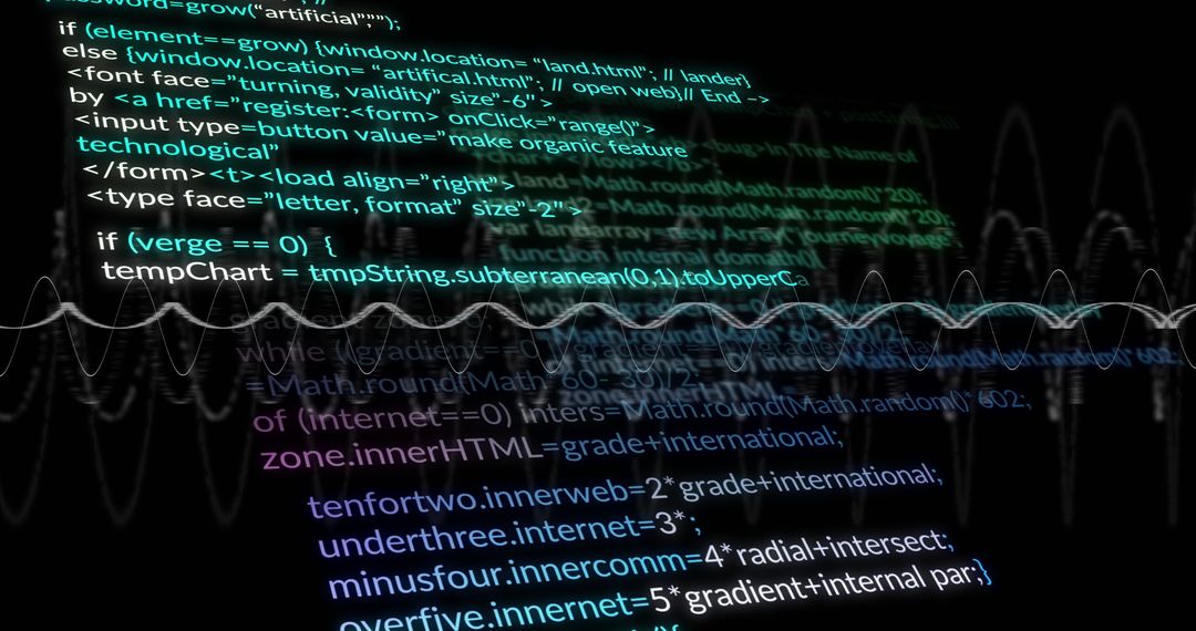 Digital Data Processing on Black Background with Dynamic Lines