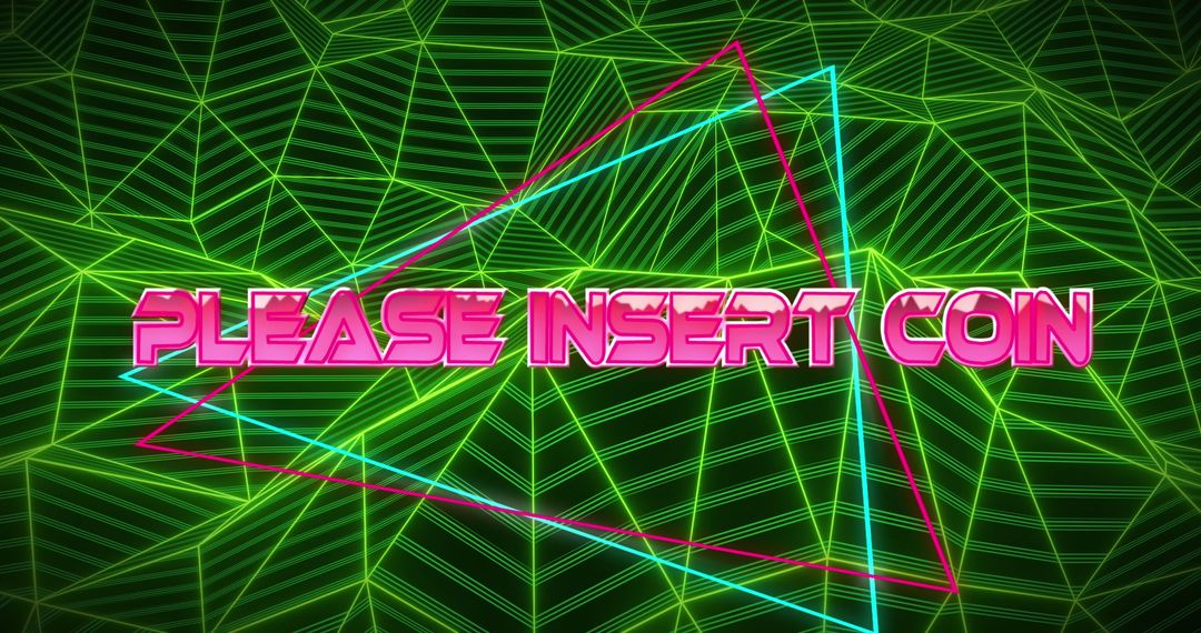 Retro Futuristic Please Insert Coin Video Game Concept