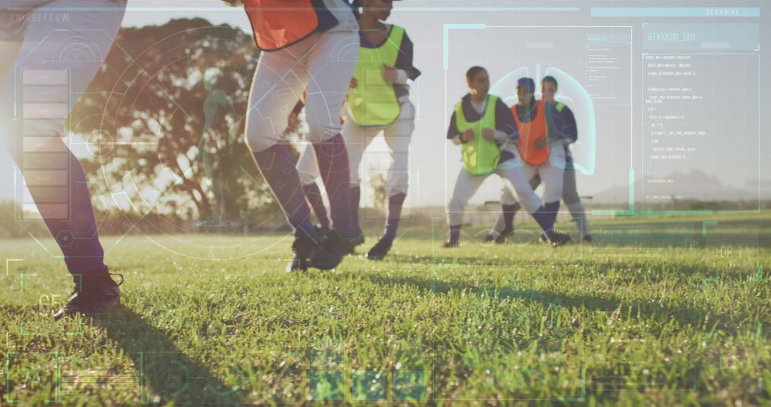 Diverse Female Baseball Players Training with Digital Interface