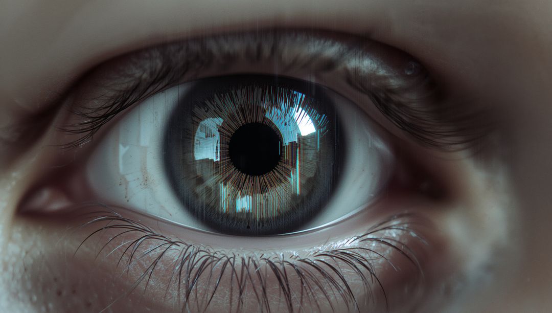 Revealing Macro Closeup of Teal Iris with High-Detail Pupil Reflection and Lashes