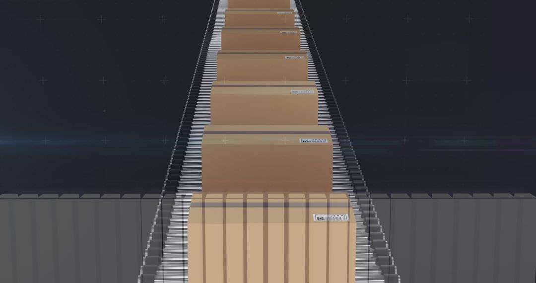 Statistics Overlay on Cardboard Boxes on Conveyor Belt - Free Images, Stock Photos and Pictures on Pikwizard.com