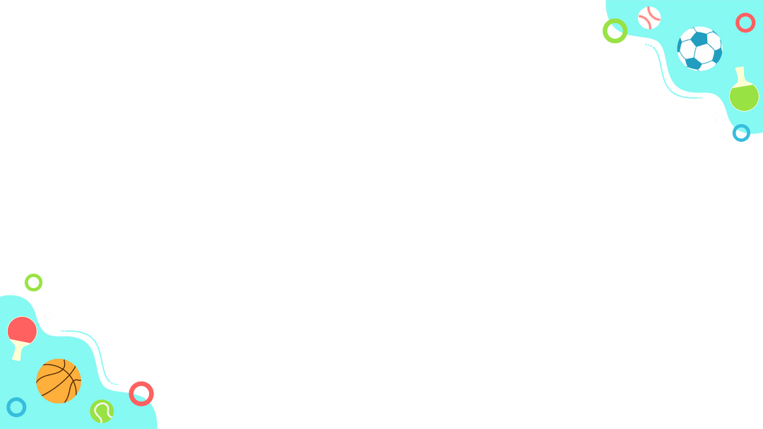 Colorful Sports Icons on Turquoise Shapes with Transparent Background