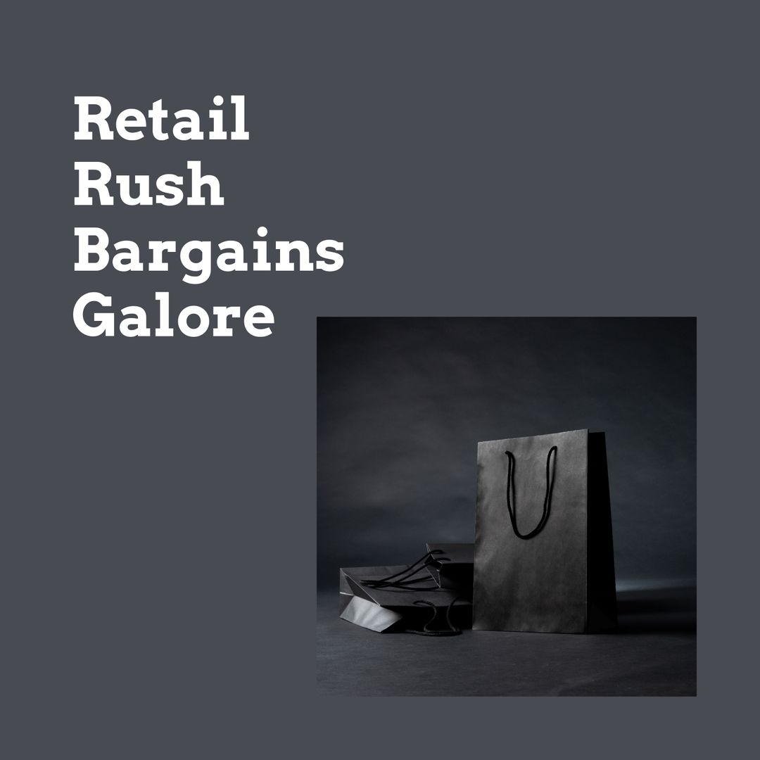 Black Shopping Bags Against Dark Background for Retail Concept