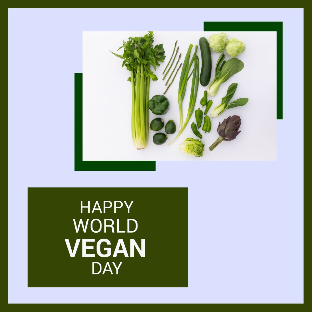 World Vegan Day Celebration with Fresh Green Vegetables