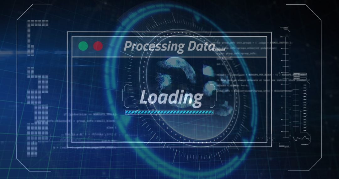 Futuristic Data Processing on Digital Interface Background