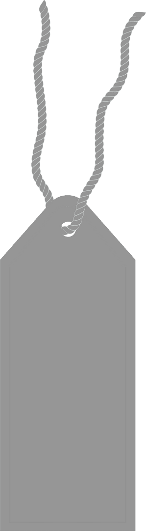 Grey Label Tag with Rope on Transparent Background for Retail Use