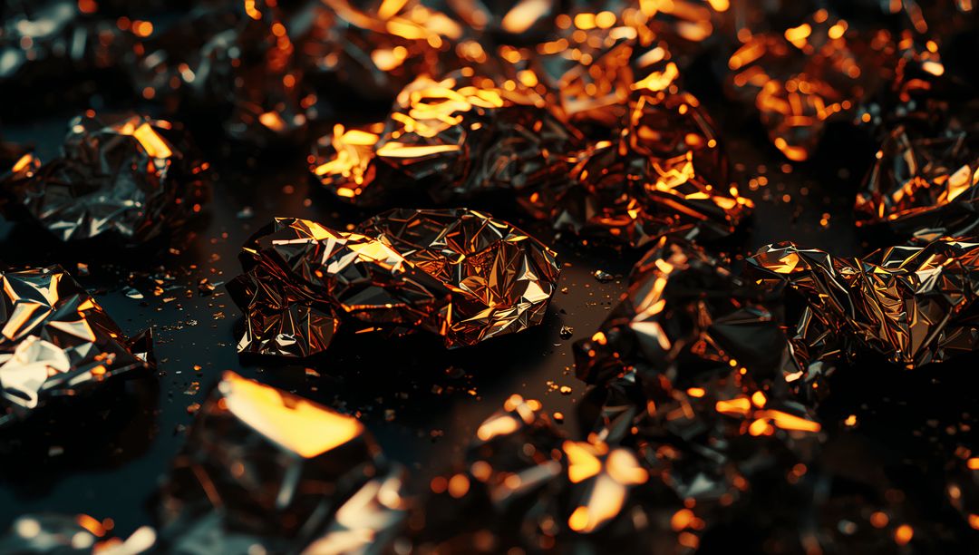 Abstract Metallic Foil with Warm Orange Highlights