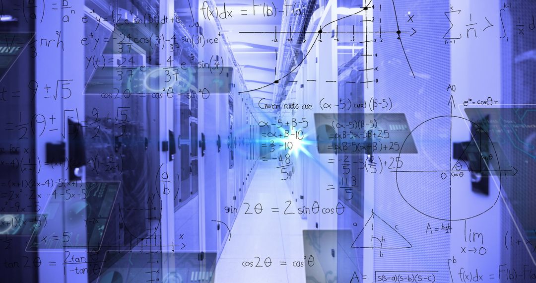 Futuristic Data Analysis in a High-Tech Server Room