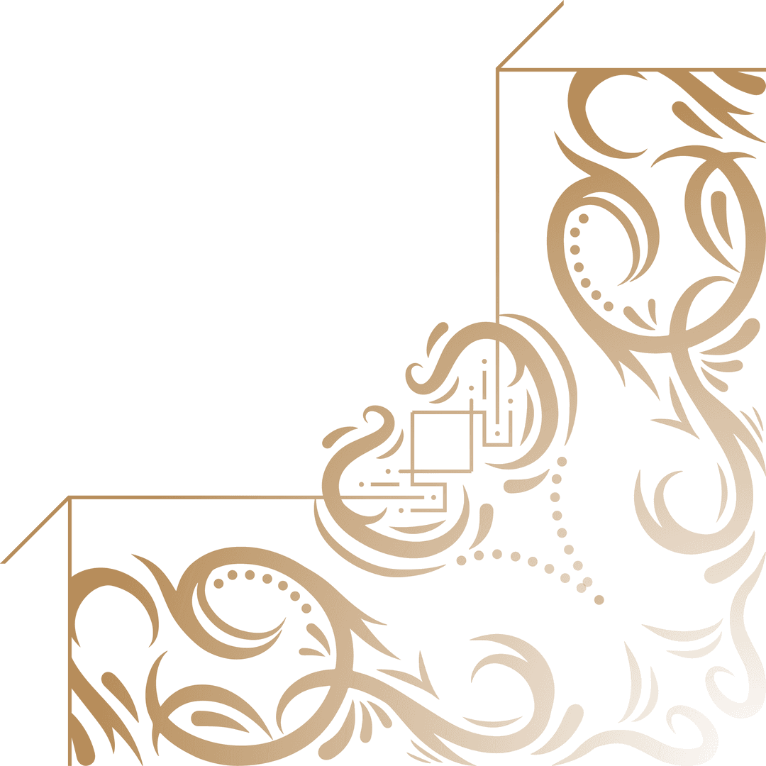 Ornate Flourish Design with Golden Swirls on Transparent Background