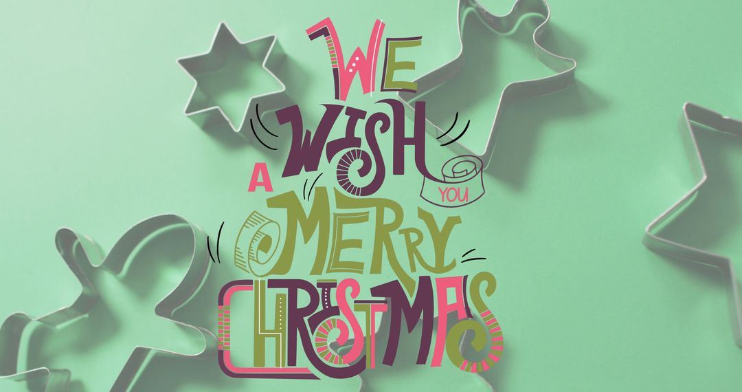 Creative Merry Christmas Typography with Cookie Cutter Background