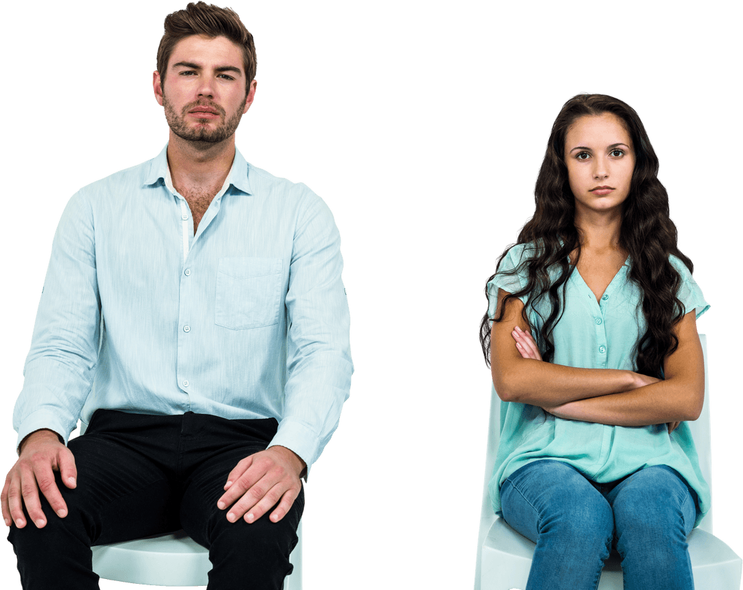 Couple Sitting in Silence Transparent Background
