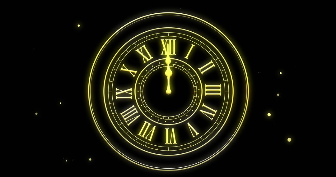 Digital Clock Showing Midnight with Fireworks