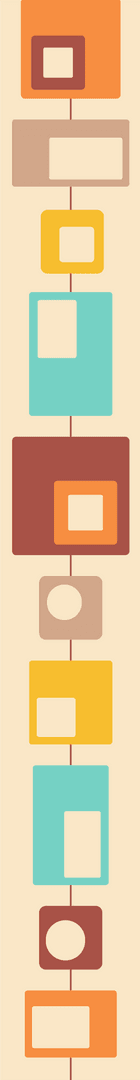 Modern Vertical Flowchart with Colored Shapes on Transparent Background