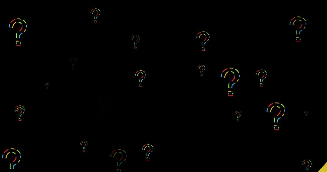 Colorful Question Marks on Black Background