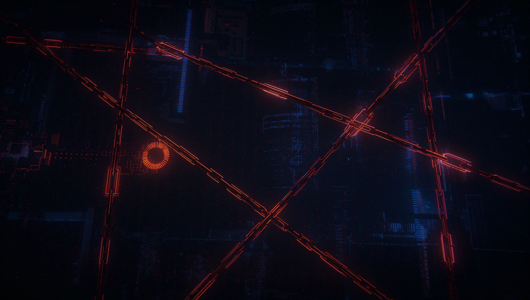 Futuristic Digital Circuit with Star Design on Dark Interface