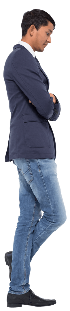Transparent Background Businessman in Jeans with Crossed Arms
