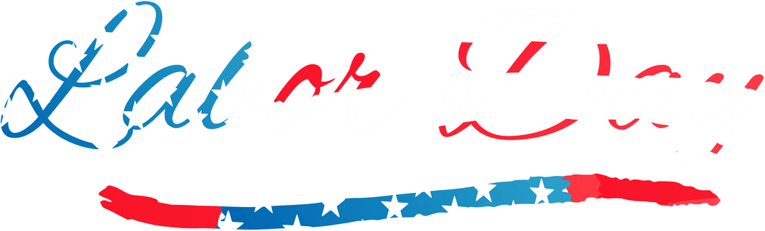 Colorful Transparent Labor Day Text with Stars and Stripes