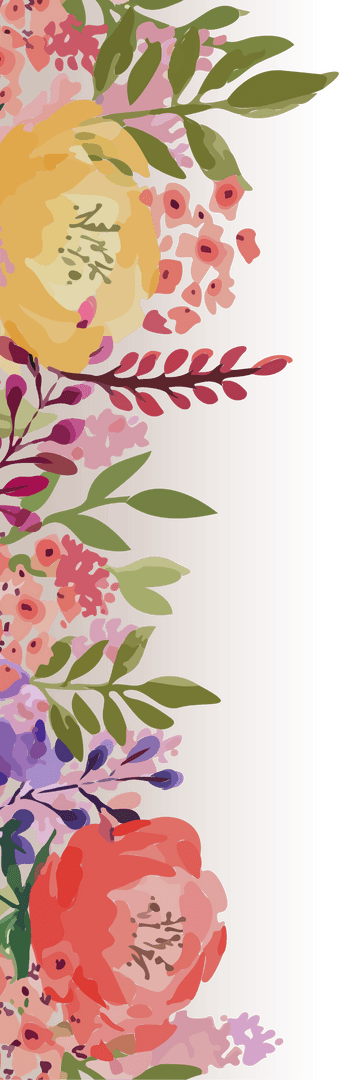 Vibrant Floral Watercolor Bouquet on Transparent Canvas