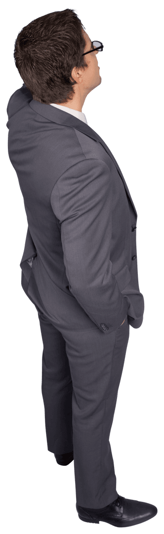 Transparent Overhead View of Businessman Adjusting Glasses