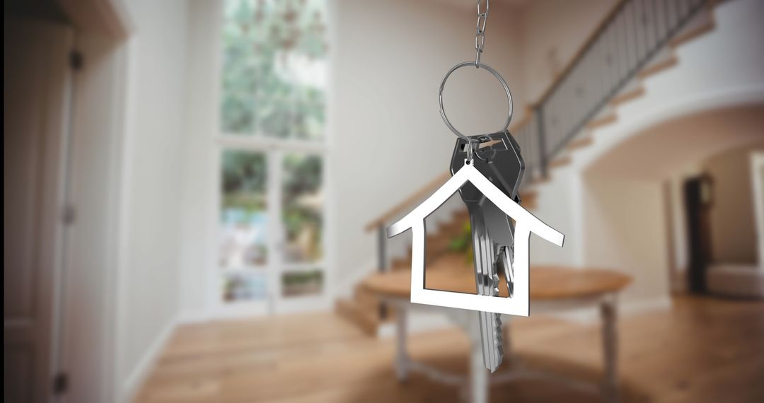 Elegant Keyring with House Keychain in Modern Foyer