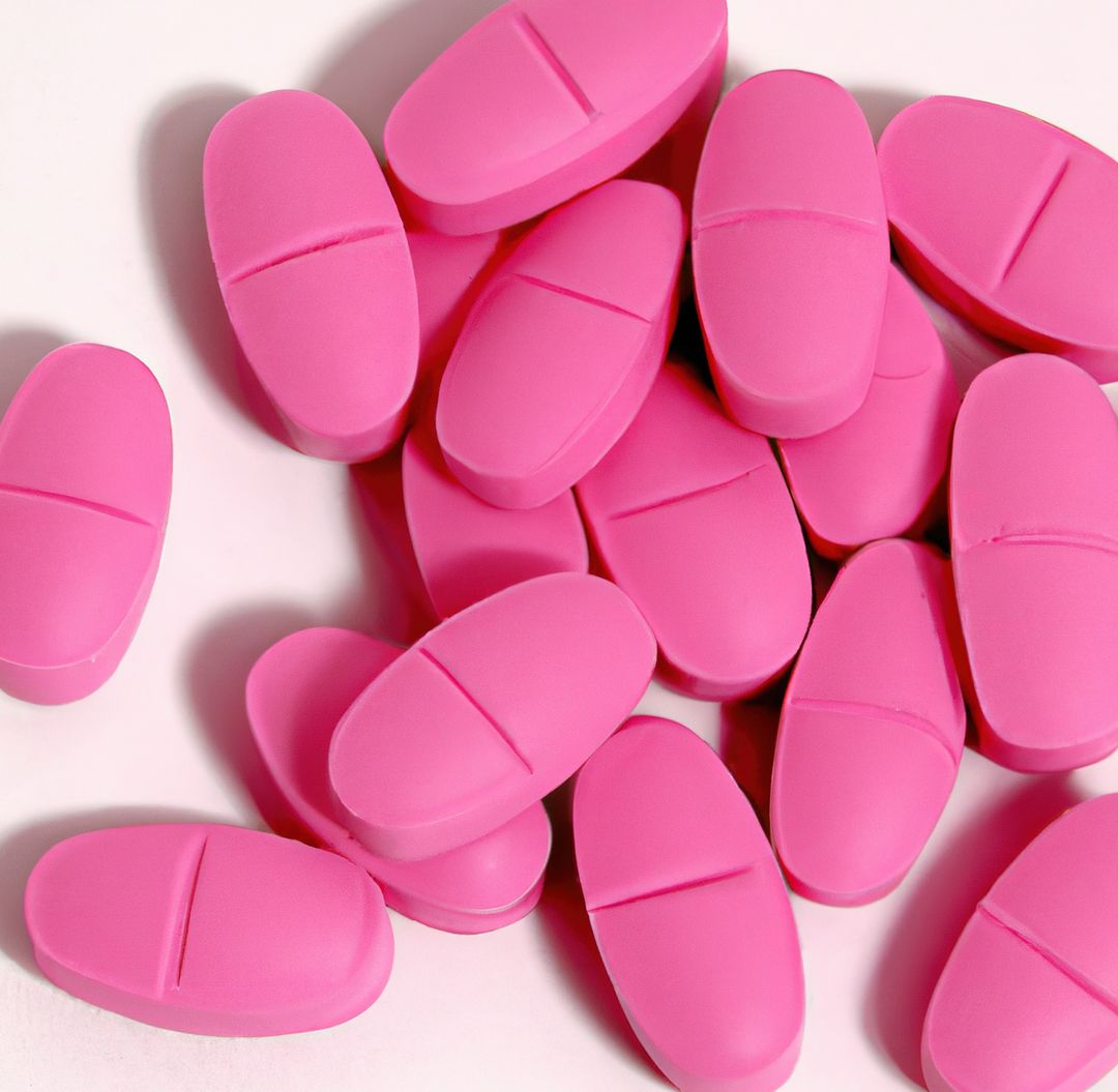 Close up of multiple pink pills laying on white background - Free Images, Stock Photos and Pictures on Pikwizard.com