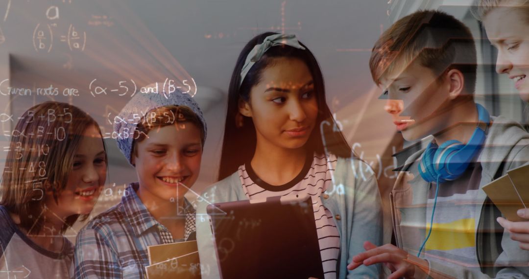 Diverse Students Engaging with Math and Technology in Class