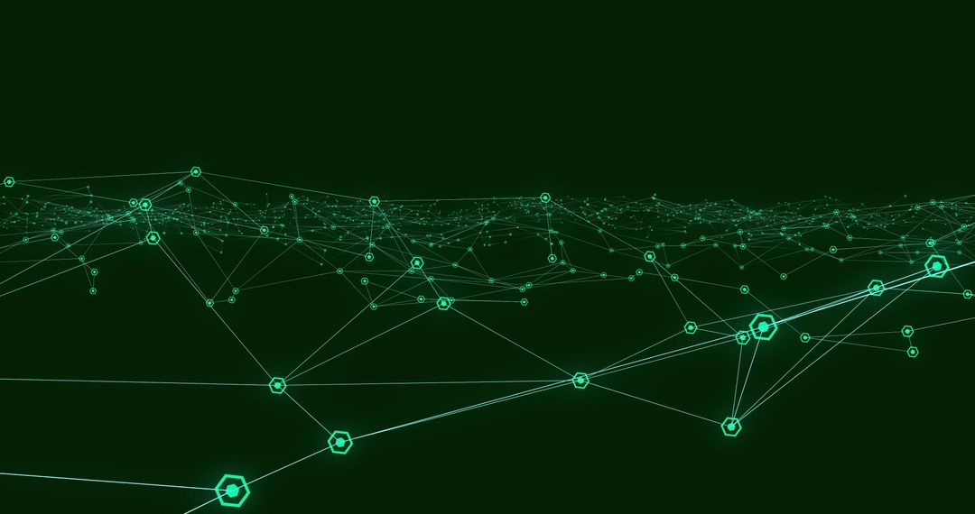 Digital Hexagon Network on Green Pulsating Background