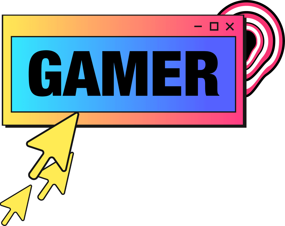 gradient text gamer vector with cursors on transparent background - Download Free Stock Images Pikwizard.com