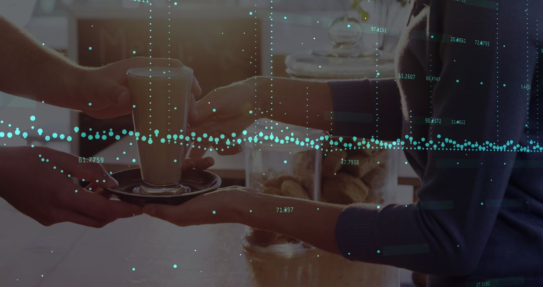 Digital Data Overlay on Coffee Shop Encounter