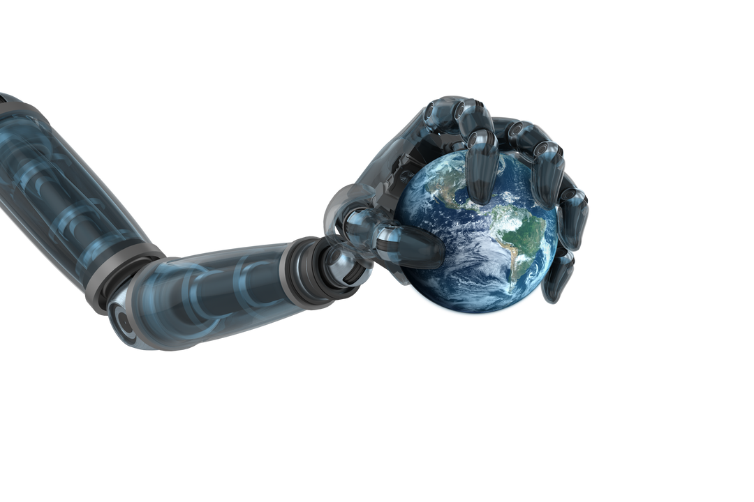 Transparent Black Robot Hand Holding Planet Earth, Futuristic Technology Concept - Download Free Stock Images Pikwizard.com