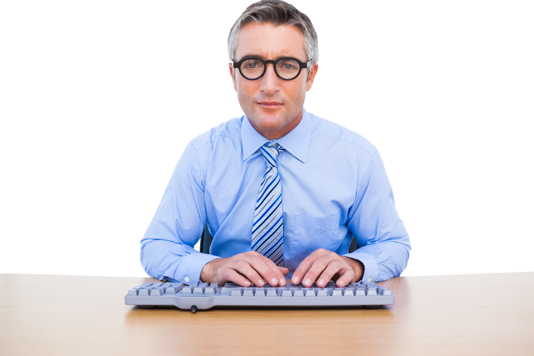 Transparent Image of Confident Businessman Typing on Keyboard - Download Free Stock Images Pikwizard.com