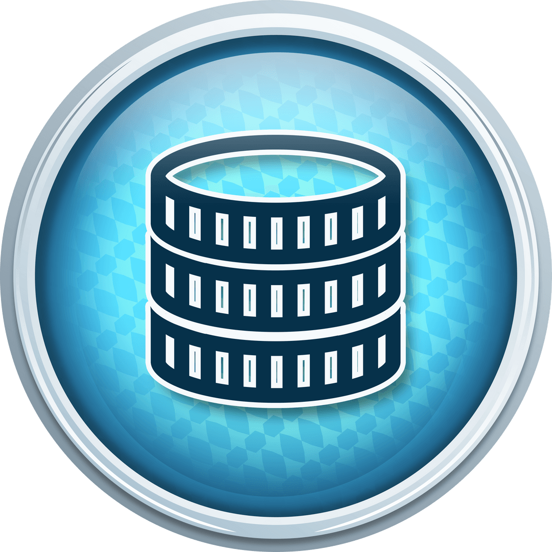 Transparent Database Icon on Blue Circular Background - Download Free Stock Images Pikwizard.com