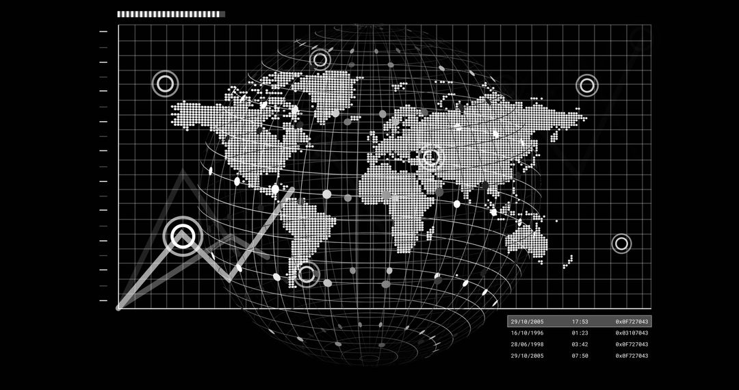 Global Digital Data Processing Concept with Graph and World Map