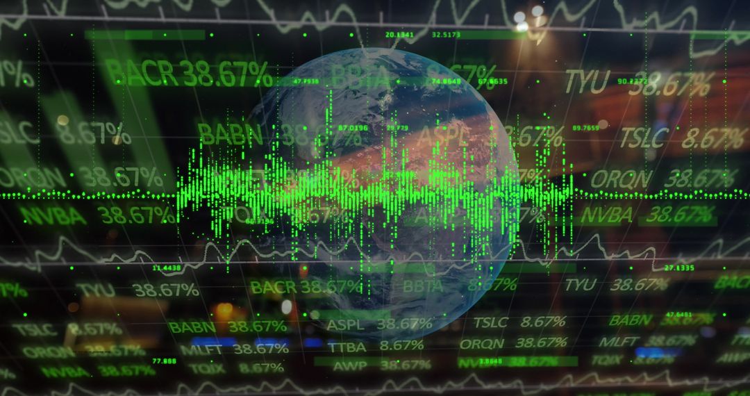Global Business Data Processing with Digital Interface Overlay