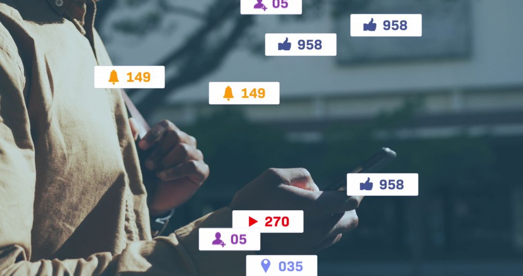 Person Engaged with Social Media on Smartphone in Urban Environment