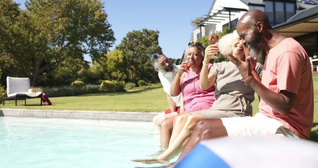 Seniors Enjoying Leisurely Poolside Gathering