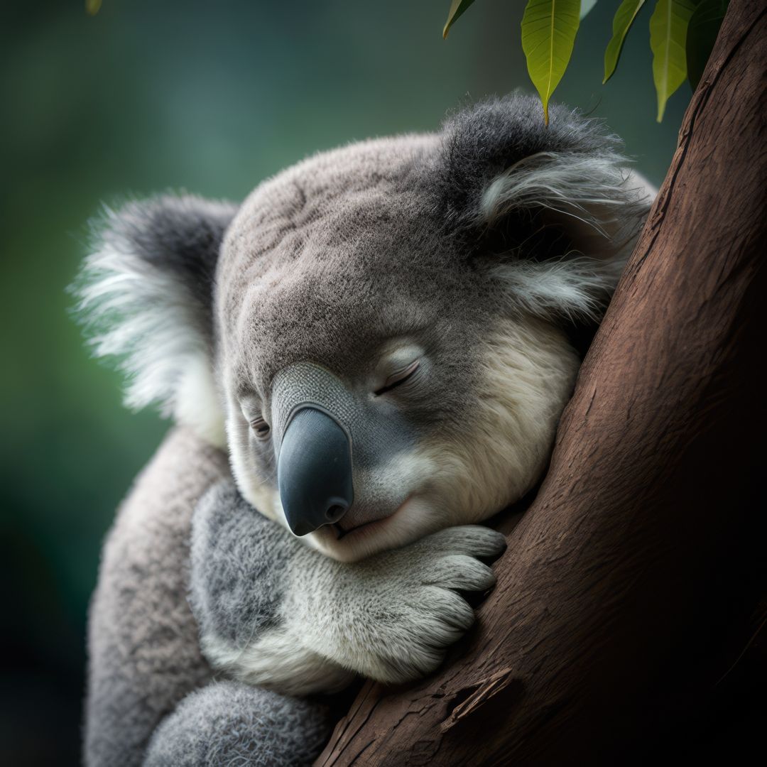 Sleeping Koala Resting on Tree Branch in Forest - Free Images, Stock Photos and Pictures on Pikwizard.com