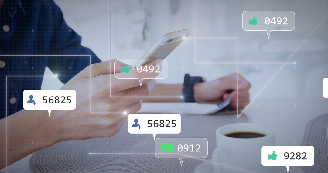 Businessman Engaging with Social Media Analytics Display