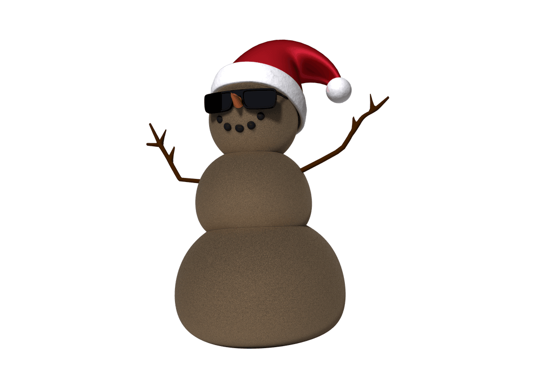 Stylish Snowman Wearing Sunglasses on Transparent Background