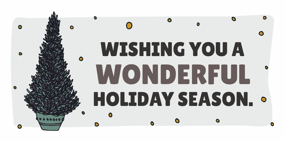 Festive Holiday Season Greetings with Evergreen Art