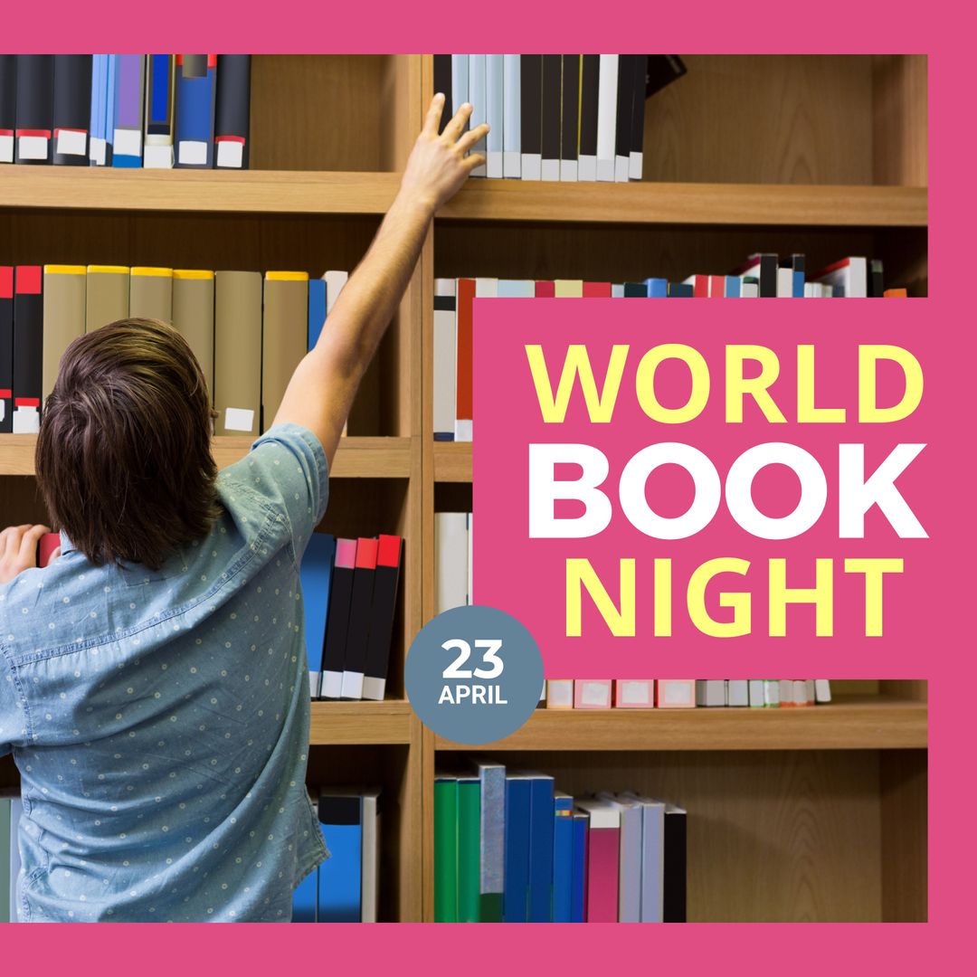 World Book Night Celebration in Library with Pensive Reader