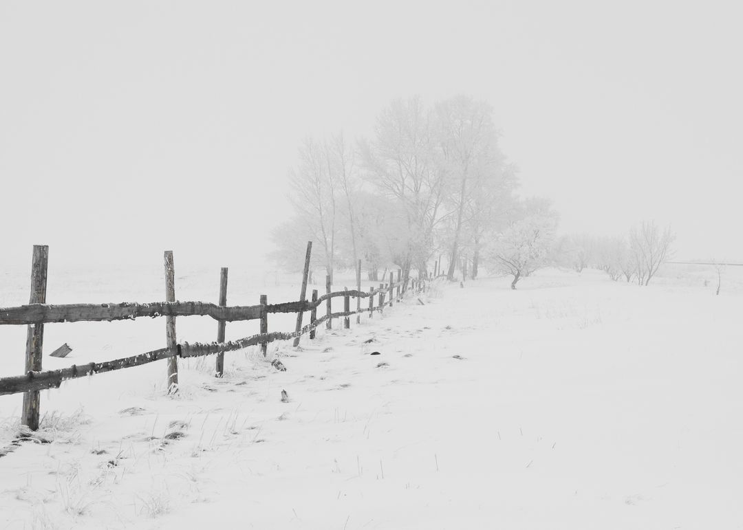 Rustic Wooden Fence in Snowy Winter Landscape - Free Images, Stock Photos and Pictures on Pikwizard.com
