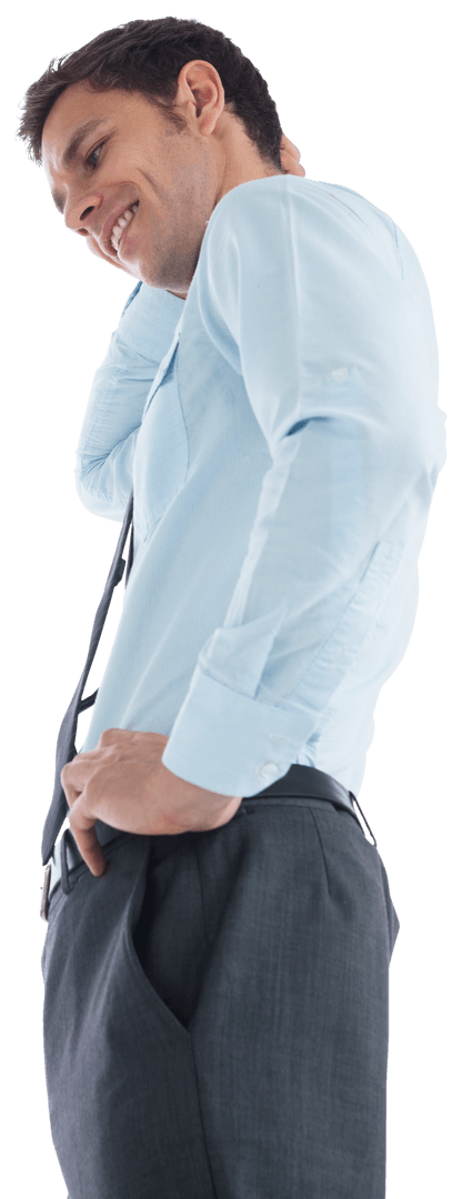 Transparent Businessman Thinking Hand on Head Confident Stance