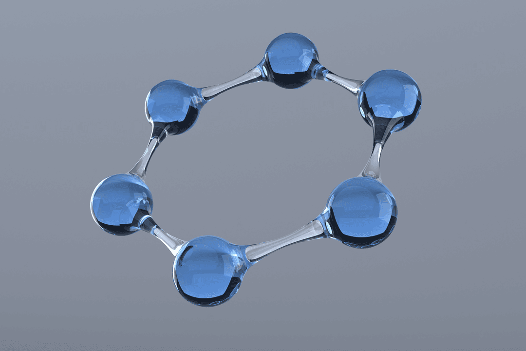 Transparent Blue Molecule Model Representing Chemistry Concept