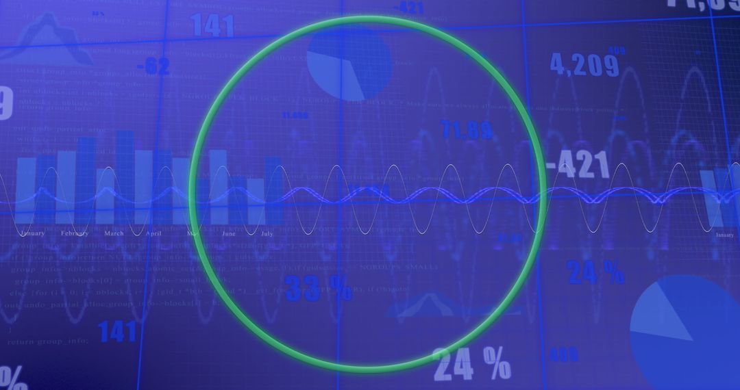 Analytics Concept with Data Visualization and Green Overlay