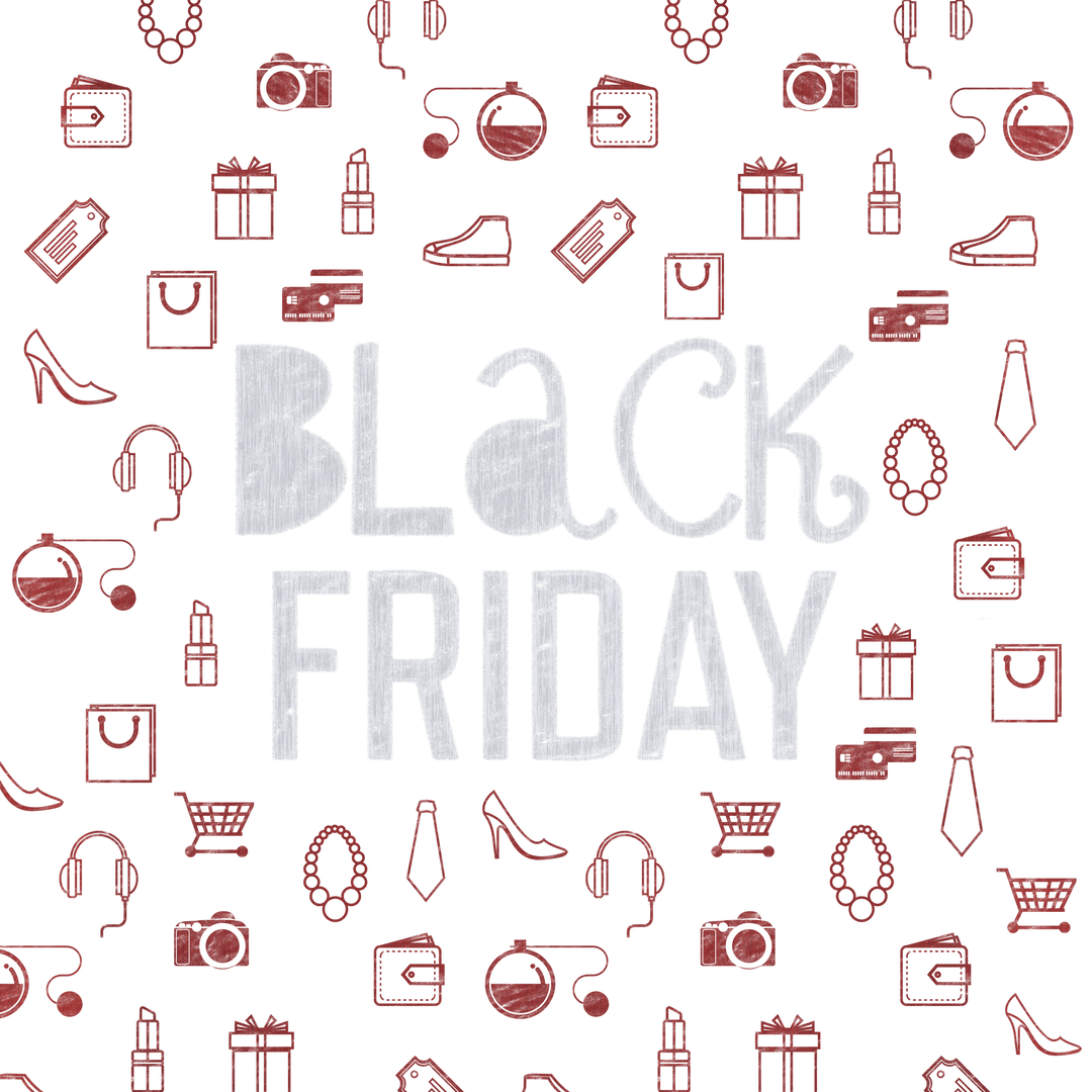 Black Friday Shopping Icons Set on Transparent Background